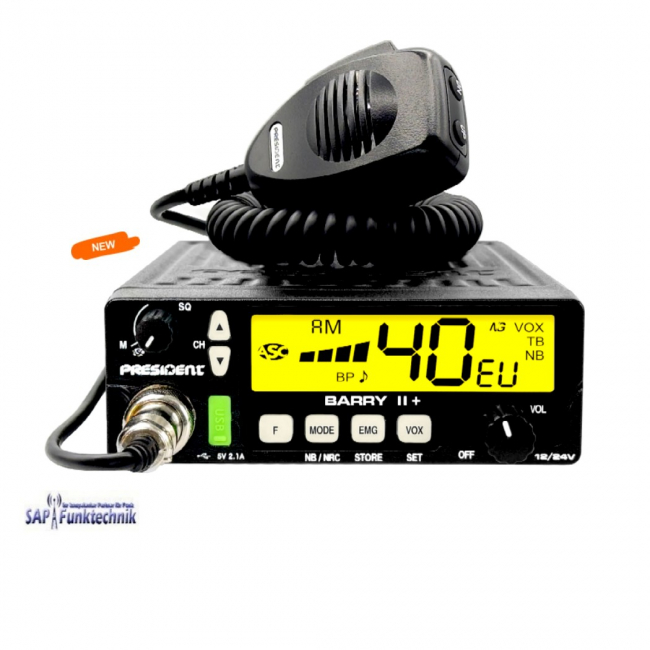 President BARRY II Plus VOX ASC Multi, AM/FM, 12/24 V, CB-Funk